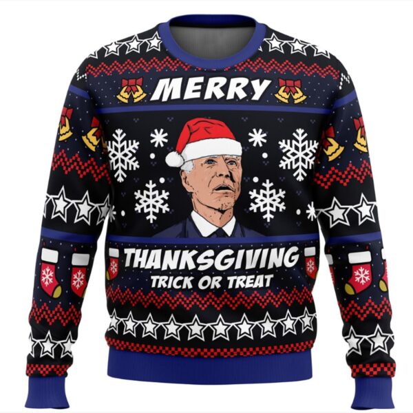 Merry Thanksgiving Biden Christmas Sweater 2024