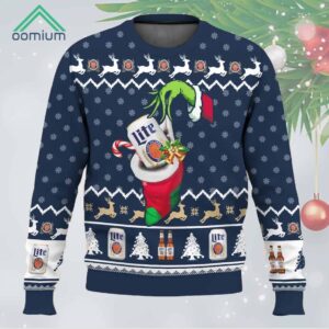 Miller Lite Grnch Hand Ugly Christmas Sweater