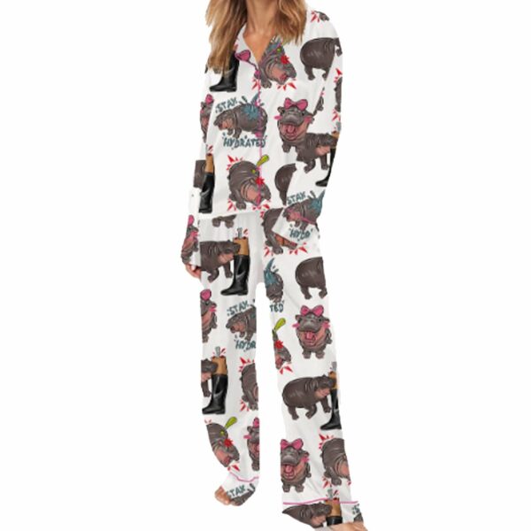 Moo Deng Satin Pajama Set