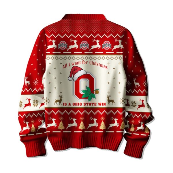 Ohio State Santa Go Buckeyes All I Want For Christmas Ugly Sweater 1