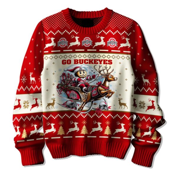 Ohio State Santa Go Buckeyes All I Want For Christmas Ugly Sweater 2