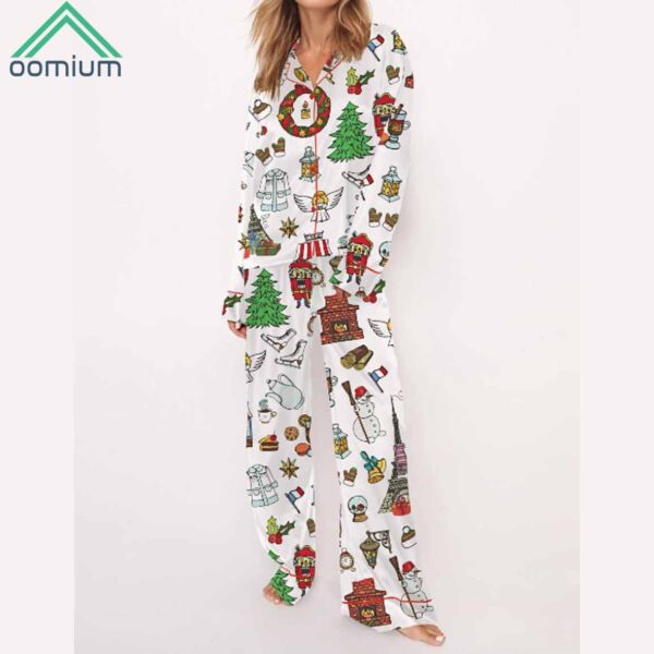 Paris Christmas Satin Pajama Set 1