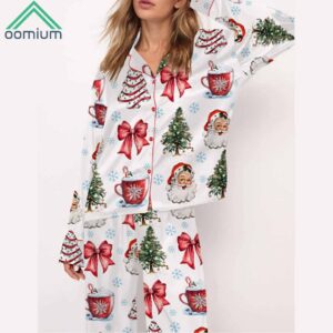 Retro Coquette Christmas Satin Pajama Set