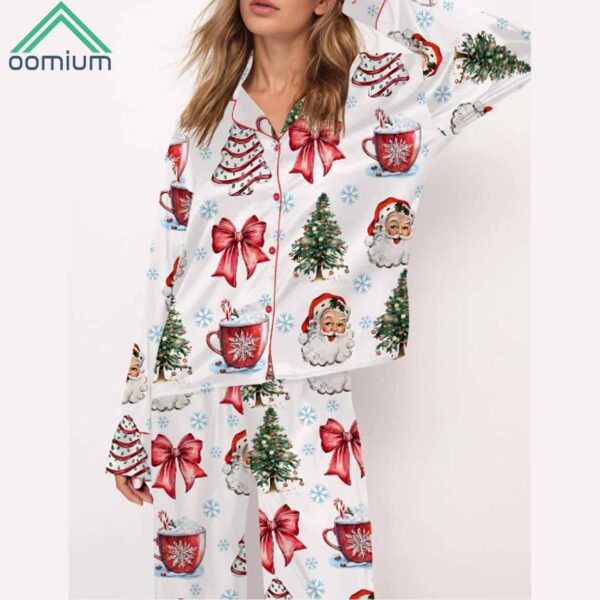 Retro Coquette Christmas Satin Pajama Set