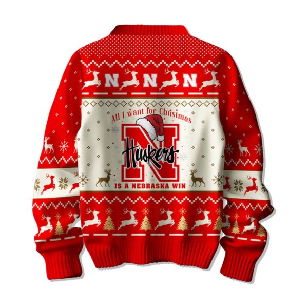 Santa All I Want For Christmas Huskers Is A Nebraska Win Ugly Sweater 2