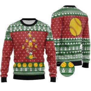 Softball Christmas Tree Ugly Christmas Sweater