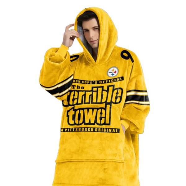 Steelers Terrible Towel Football Unisex Blanket Hoodie 3