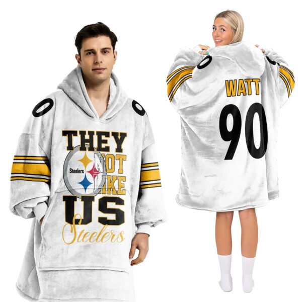 Steelers They Not Like Us 90 Football Unisex Blanket Hoodie 1