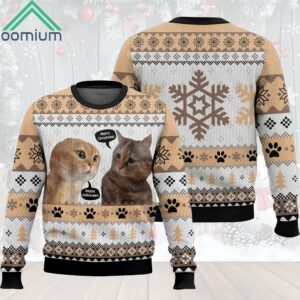 Two Cats Talking Meme Christmas Ugly Sweater