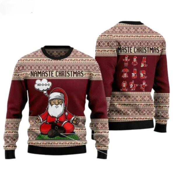 Yoga Santa Clause Namaste Ugly Christmas Sweater