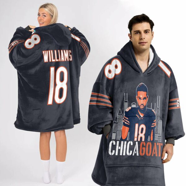 Bears Chicagoat Williams 18 Football Unisex Blanket Hoodie 2