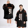 Bengals Football Hendrickson 91 Unisex Blanket Hoodie