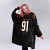 Bengals Football Hendrickson 91 Unisex Blanket Hoodie 2