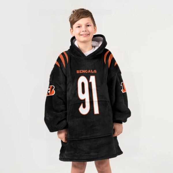 Bengals Football Hendrickson 91 Unisex Blanket Hoodie 3