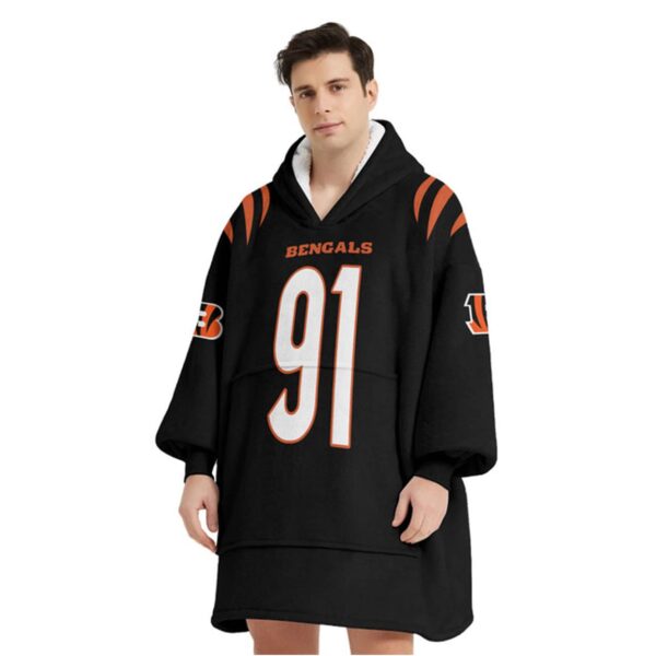 Bengals Football Hendrickson 91 Unisex Blanket Hoodie 5