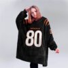 Bengals Football Iosivas 80 Unisex Blanket Hoodie 2