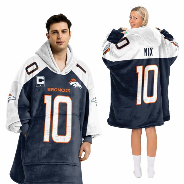 Broncos 10 Nix Football Unisex Blanket Hoodie