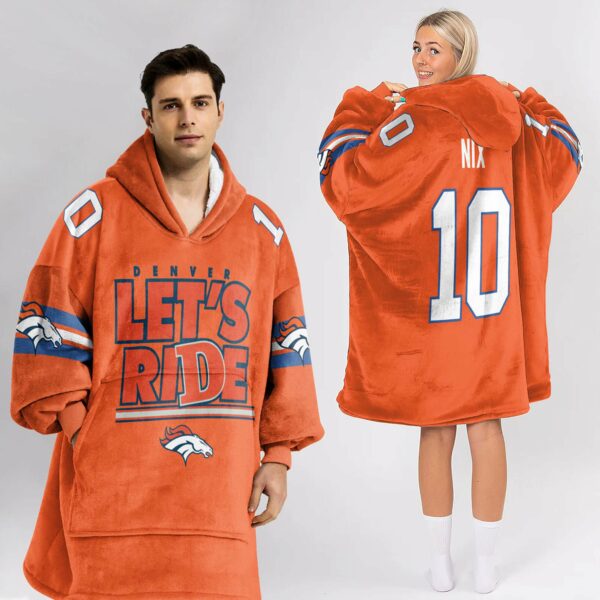 Broncos Lets Ride Football Unisex Blanket Hoodie 2