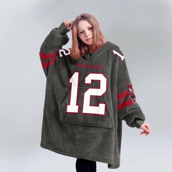 Buccaneers Brady 12 Football Blanket Hoodie