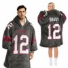 Buccaneers Brady 12 Football Blanket Hoodie