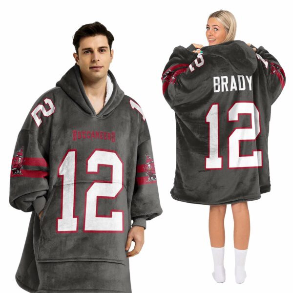 Buccaneers Brady 12 Football Blanket Hoodie