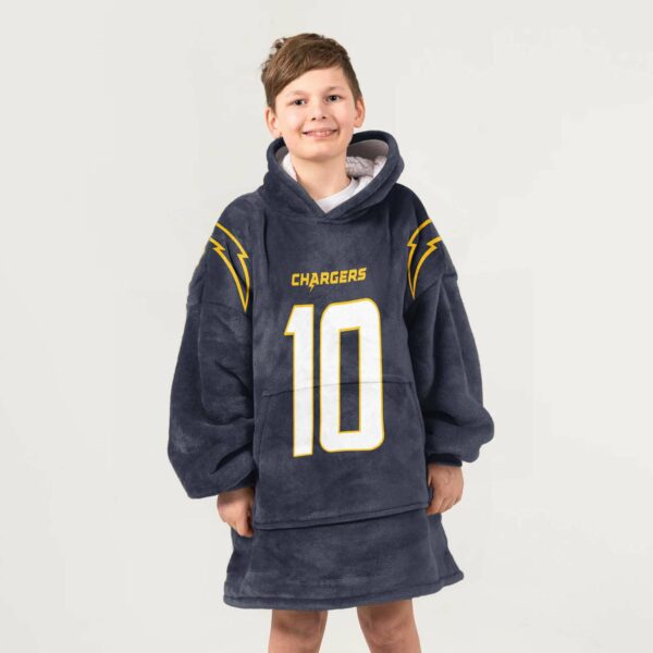 Chargers Herbert 10 Football Blanket Hoodie