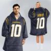 Chargers Herbert 10 Football Blanket Hoodie