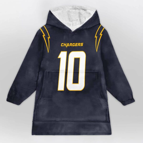 Chargers Herbert 10 Football Blanket Hoodie