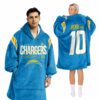 Chargers Herbert 10 Football Blanket Hoodie 3