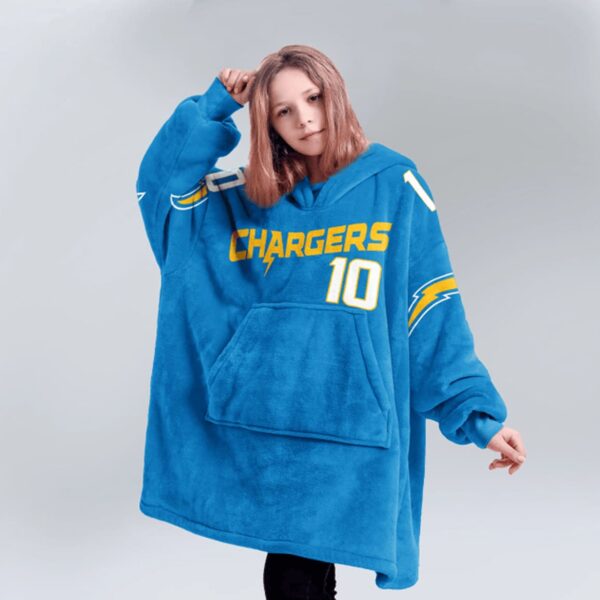 Chargers Herbert 10 Football Unisex Blanket Hoodie 3