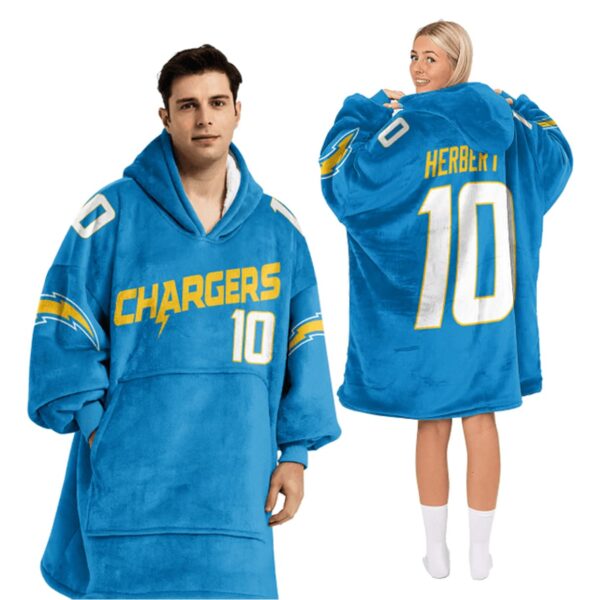 Chargers Herbert 10 Football Unisex Blanket Hoodie