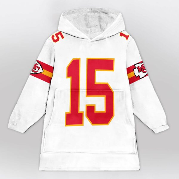 Chiefs 15 Mahomes Football Unisex Blanket Hoodie