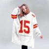 Chiefs 15 Mahomes Football Unisex Blanket Hoodie