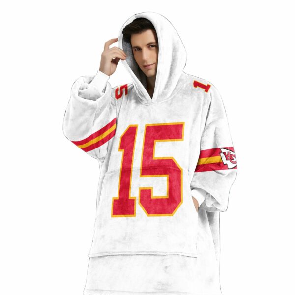 Chiefs 15 Mahomes Football Unisex Blanket Hoodie