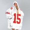 Chiefs 15 Mahomes Football Unisex Blanket Hoodie