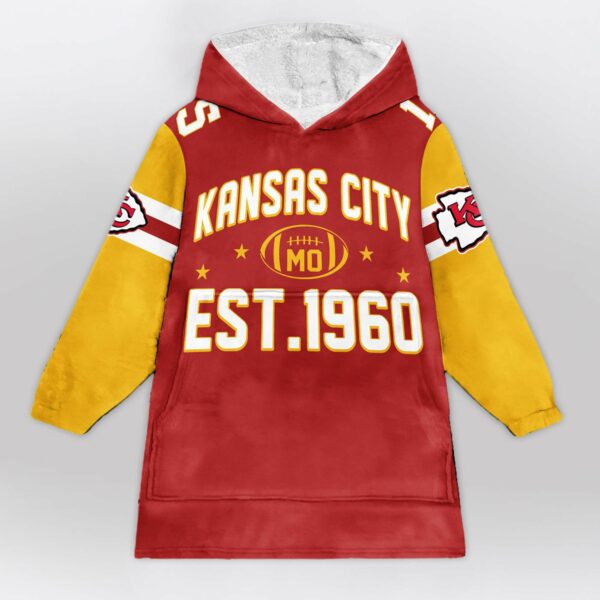 Chiefs Est 1960 Mahomes 15 Football Unisex Blanket Hoodie 1