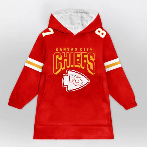 Chiefs Kelce 87 Football Unisex Blanket Hoodie 1