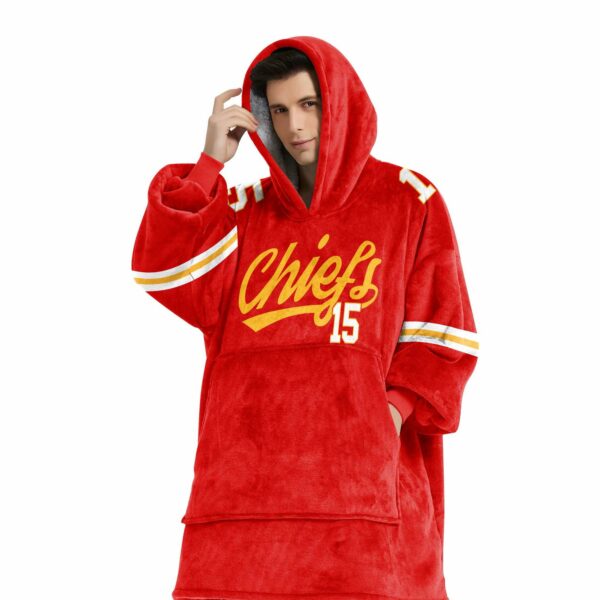 Chiefs Mahomes 15 Football Unisex Blanket Hoodie