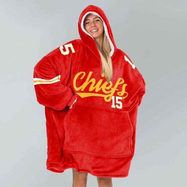 Chiefs Mahomes 15 Football Unisex Blanket Hoodie