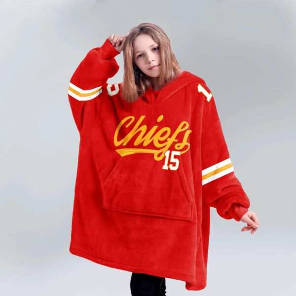 Chiefs Mahomes 15 Football Unisex Blanket Hoodie