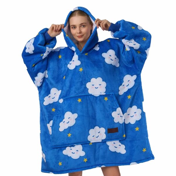 Cloudy Sky And Stars Hooded Blanket