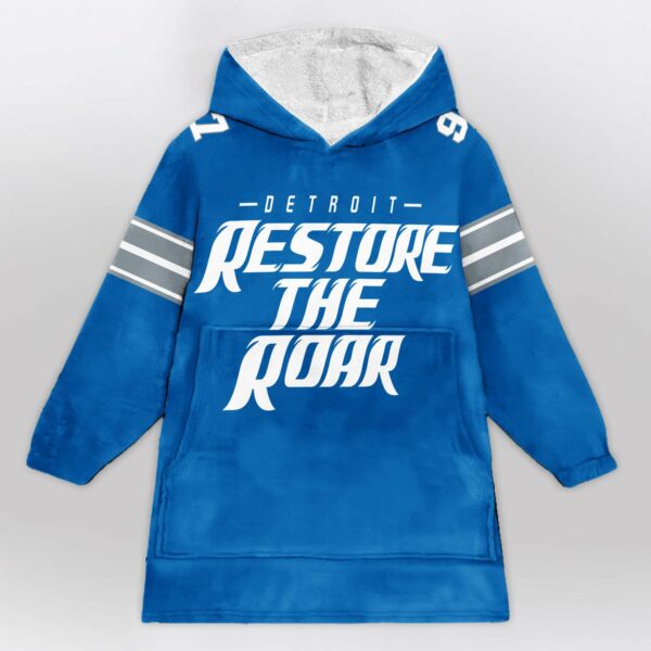 Detroit Restore The Roar Football Unisex Blanket Hoodie 1