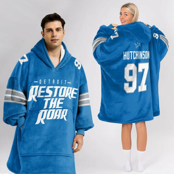 Detroit Restore The Roar Football Unisex Blanket Hoodie 2