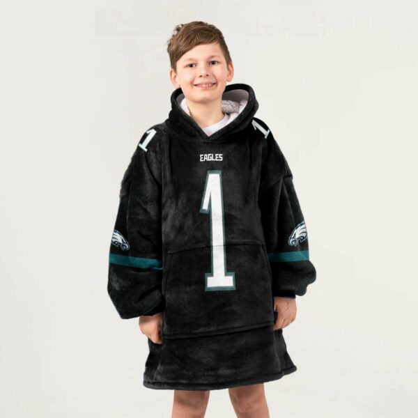 Eagles 1 Hurts Football Unisex Blanket Hoodie