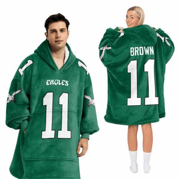 Eagles 11 Brown Football Unisex Blanket Hoodie