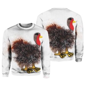 Funny Turkey Art Print Knit Pullover Sweater