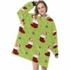 Glittery Red Christmas Stocking Corgis Blanket Hoodie