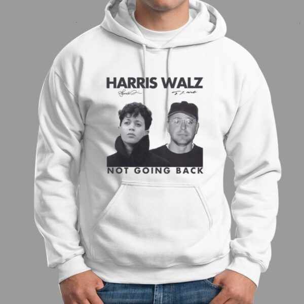 Harris Walz Not Going Back 80s Retro Photo 2024 Election Shirt 1