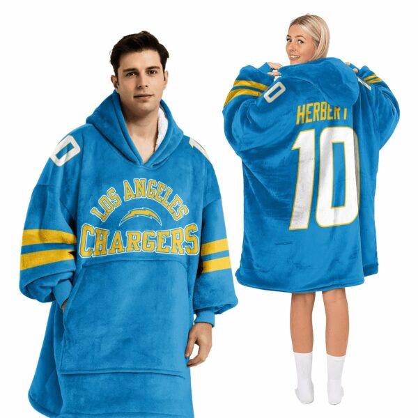 Herbert 10 Chargers Football Unisex Blanket Hoodie