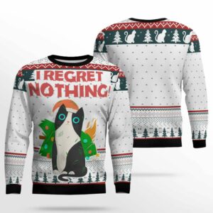 I Regret Nothing Cat Ugly Christmas Sweater